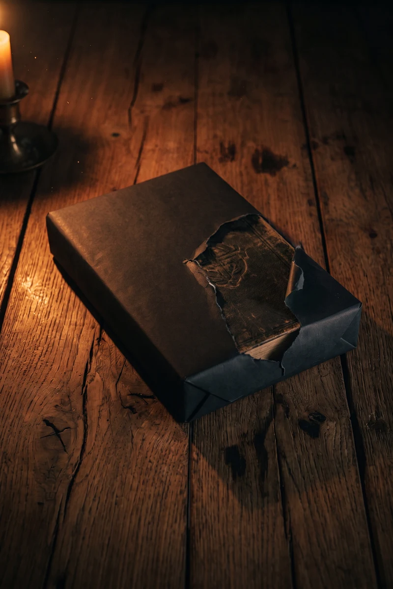 Band I „Das menschliche Gewissen“ — Platzhalter: schwarz verpacktes Buch, das Cover wird zum Release enthüllt